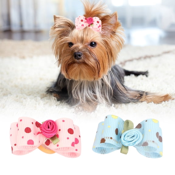 20Pcs Dog Hair Bowknot with Elastic Band Pet Puppy Teddy Grooming Hair Accessories Random Color, Pet Grooming Hair Accessories, Dog Hair Bowknot
