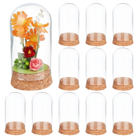 20Pcs Dome Decorative Jars 3.5x1.8 Inch Glass Display Dome Cloche Glass Bell Jar with Cork Base for Flower Storage Specimens Crafts Decorations