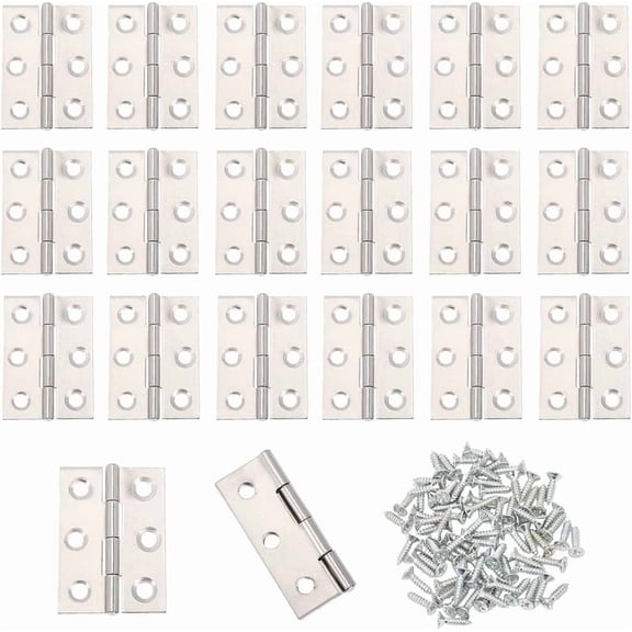 20Pcs Door Hinges Furniture Hardware Hinge Silver Folding Butt Hinge Stainless Steel Interior Door Ball Bearing Hinges with 120 Screws for Home Window Cabinet Wood Doors Boxes 1.8x1.4 Inch Silver