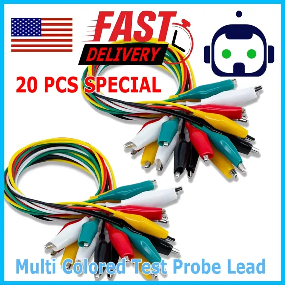 20Pcs Double-Ended Wire Crocodile Alligator Clips Test Leads Jumper Cable