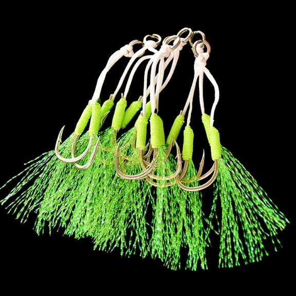 20Pcs Double Fishing Assist Hook Kits Slow Quickly Fall Jigs Fishing Hook Flashing Dancing Jigging Assist Hook Enduring