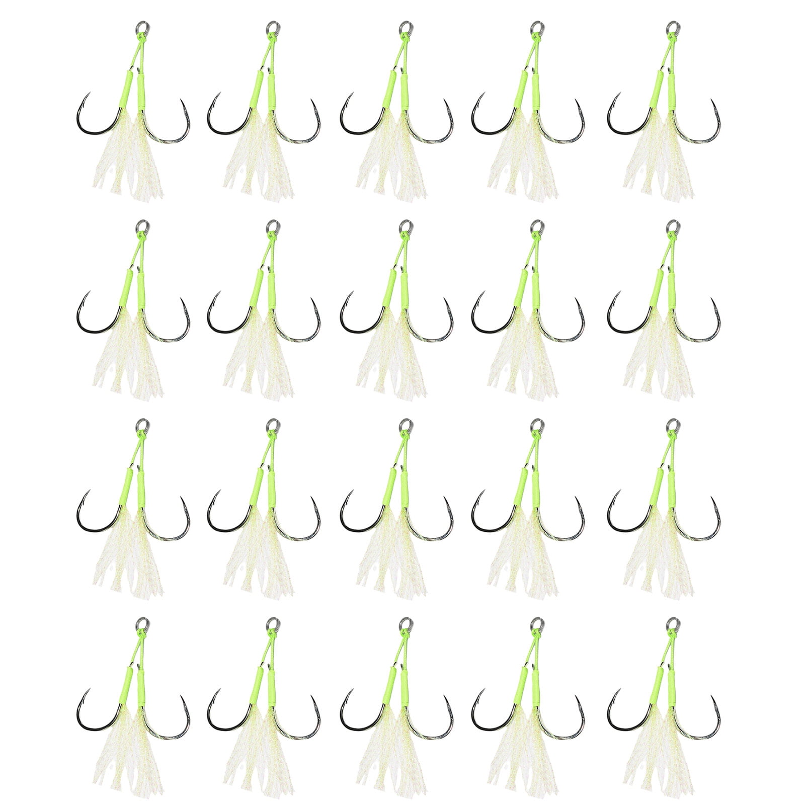 20Pcs Double Fishing Assist Hook Kits Slow Quickly Fall Jigs Fishing ...