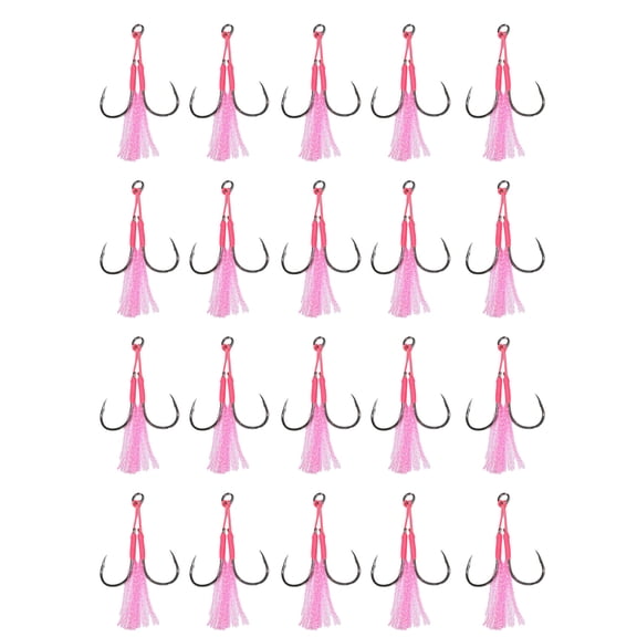 20Pcs Double Fishing Assist Hook Kits Slow Quickly Fall Jigs Fishing Hook Flashing Dancing Jigging Assist Hook Enduring