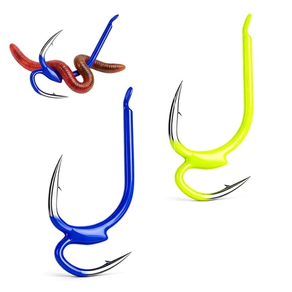 20Pcs Double Fishing Hooks – Open Shank Saltwater & Freshwater Hooks with Barbed Anti-Escape Design, Octopus Offset Beak Circle Hooks for Catfish, Bass, Tuna & Trout