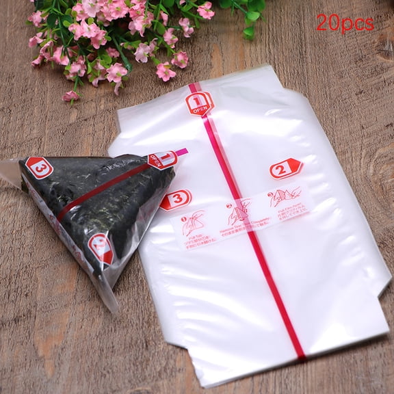 20Pcs Double Layers Triangle Rice Ball Packing Bag Seaweed Onigiri Sushi Bag (5pcs)