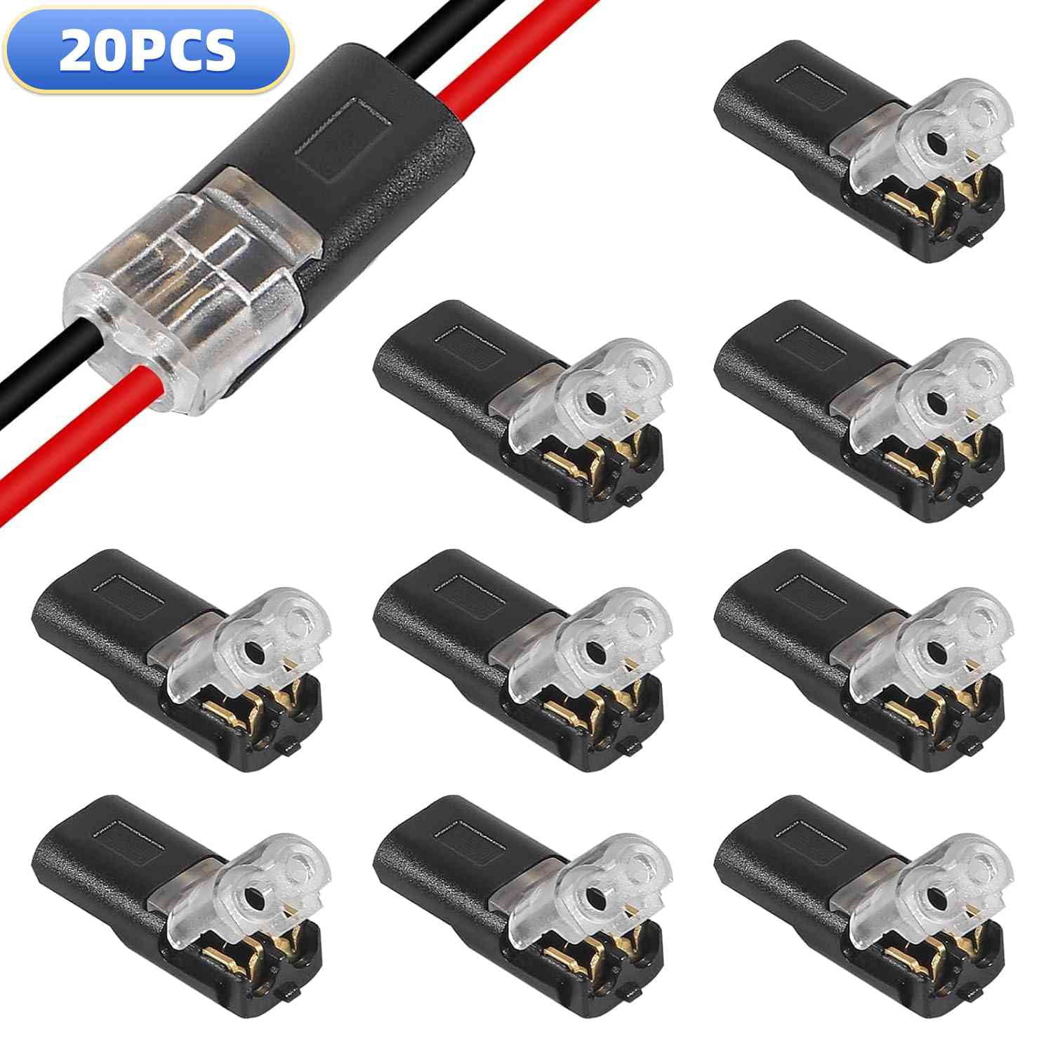 20Pcs Double Wire Plug in Connector, 2-Pin Low Voltage Wire Connector