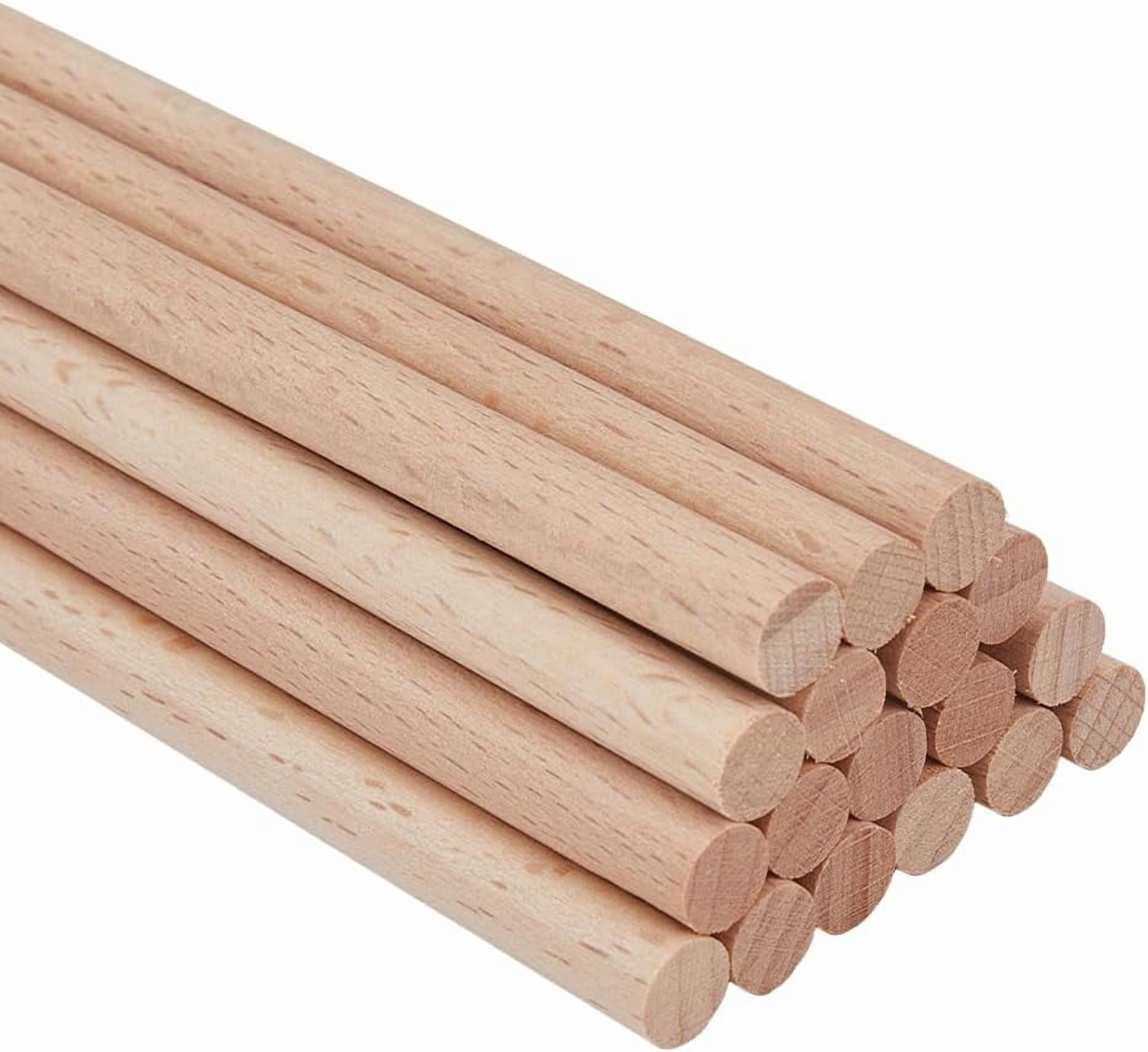 20Pcs Dowel Rod Hardwood Sticks Unfinished Natural Wood Rods Wooden ...