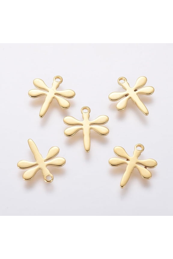 20Pcs Dragonfly Charms 304 Stainless Steel Charms Golden for Women Birthday Festival Elegant Gifts Personalized Jewelry 12x11x0.8mm Hole: 1.2mm DIY
