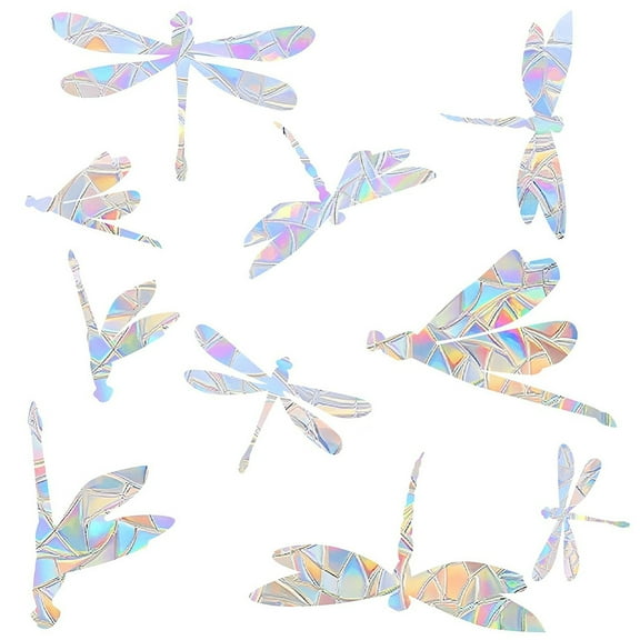 20Pcs Dragonfly Window Cling Static Rainbow Window Stickers Non Adhesive Collision Vinyl Film Waterproof Stained Alert Glass Decals DIY