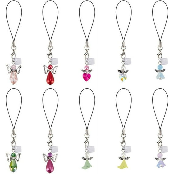 20Pcs Dust Plug Charm 3.8~4 Inch Long Mobile Dustproof Plugs with Angel Pendants Anti Dust Plugs USB C Port Caps Protector Phone Pendants Accessory for Most Type C Phone for diy
