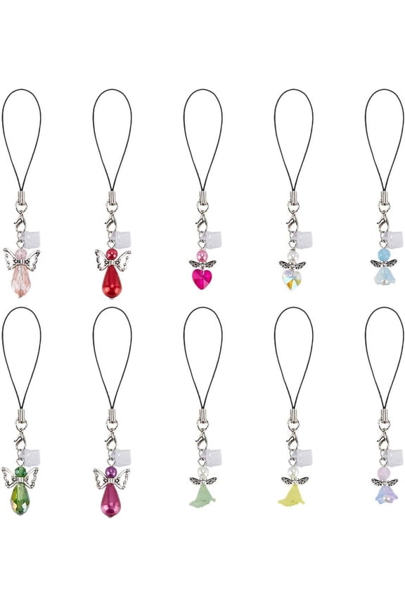 20Pcs Dust Plug Charm 3.8~4 Inch Long Mobile Dustproof Plugs with Angel Pendants Anti Dust Plugs USB C Port Caps Protector Phone Pendants Accessory for Most Type C Phone