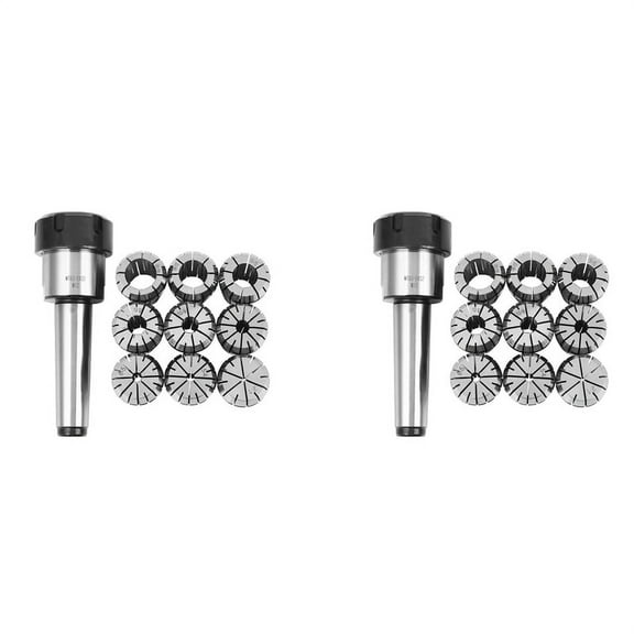 20Pcs ER32 Spring Collets Set 2/4/6/8/10/12/16/18/20mm + MT3 ER32 Collet Chuck Morse Taper Holder,2 x ER32 MT3 Collet Chuck 18 x ER32 Spring Collet Set,Silver
