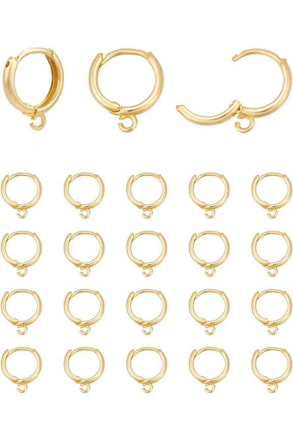 20Pcs Earring Hooks Brass Leverback Earring Hooks 18K Gold Plated Round Earring Hooks