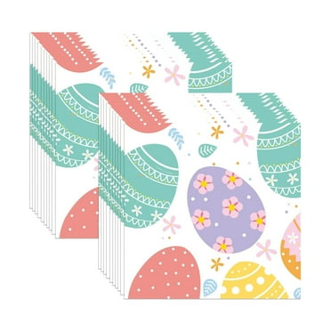 20Pcs Easter Guest Napkins,Spring Easter Eggs & Bunny Disposable Paper Napkins Colorful Dinner Hand Towel Napkins for Home Holiday Party,Table Decorative Papers,Food Grade Supplies,6.5"x6.5"