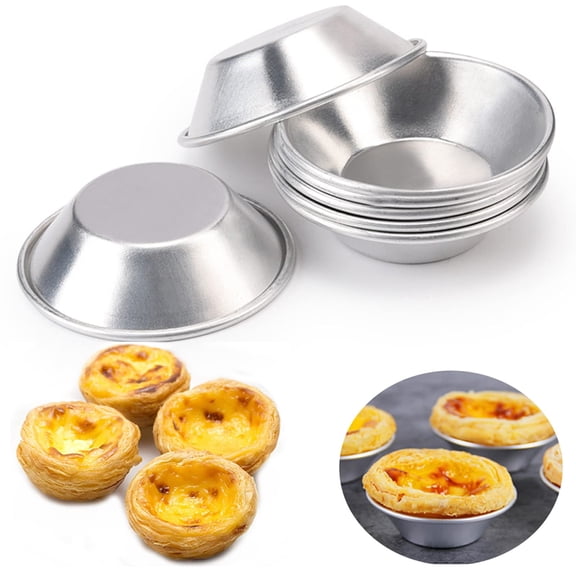 20Pcs Egg Tart Molds, Aluminium Round Mini Tart Pan for Baking, Puto Mold Pie Tins Cupcake Pudding Cups Mould
