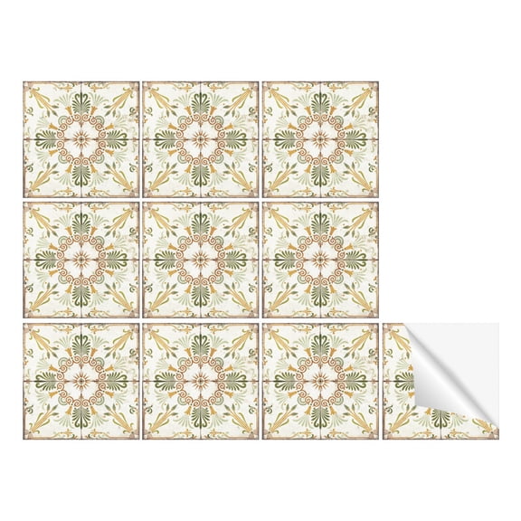 20Pcs Embossed Vintage Tile Stickers,6x6 Inches Peel and Stick Waterproof Removable Textured Wall Decals for Kitchen Backsplash Bathroom Wall Decor