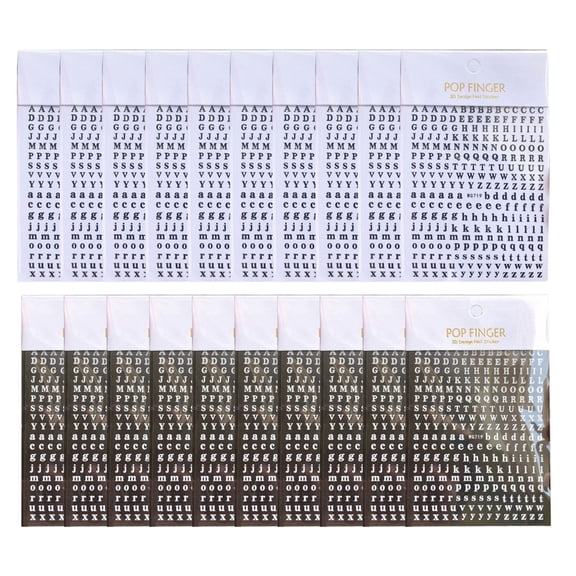 20Pcs Epoxy Resin English Letter Nails Art Sticker Colorful Alphabets Sticker Adhesive Manicure Decals