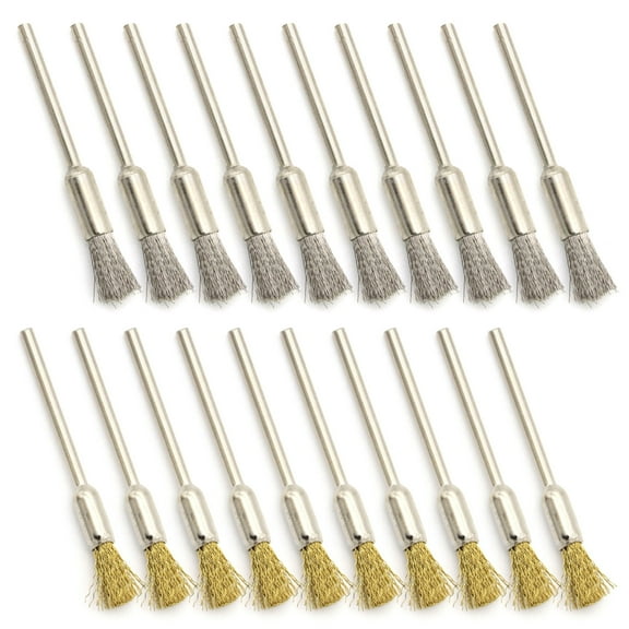 20Pcs Extended Small Wire Brush Stainless Coppers Wire Cleaning End Brushes Pen Wire Brush for Rusts Paint Removal