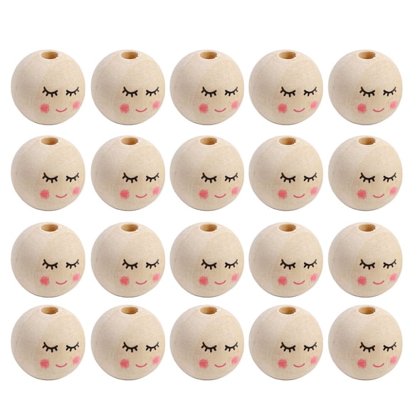 20Pcs Faced Beads, Smiles Beads with Holes, Natural Beads Round Loose Beads for Crafts and Jewelry Making