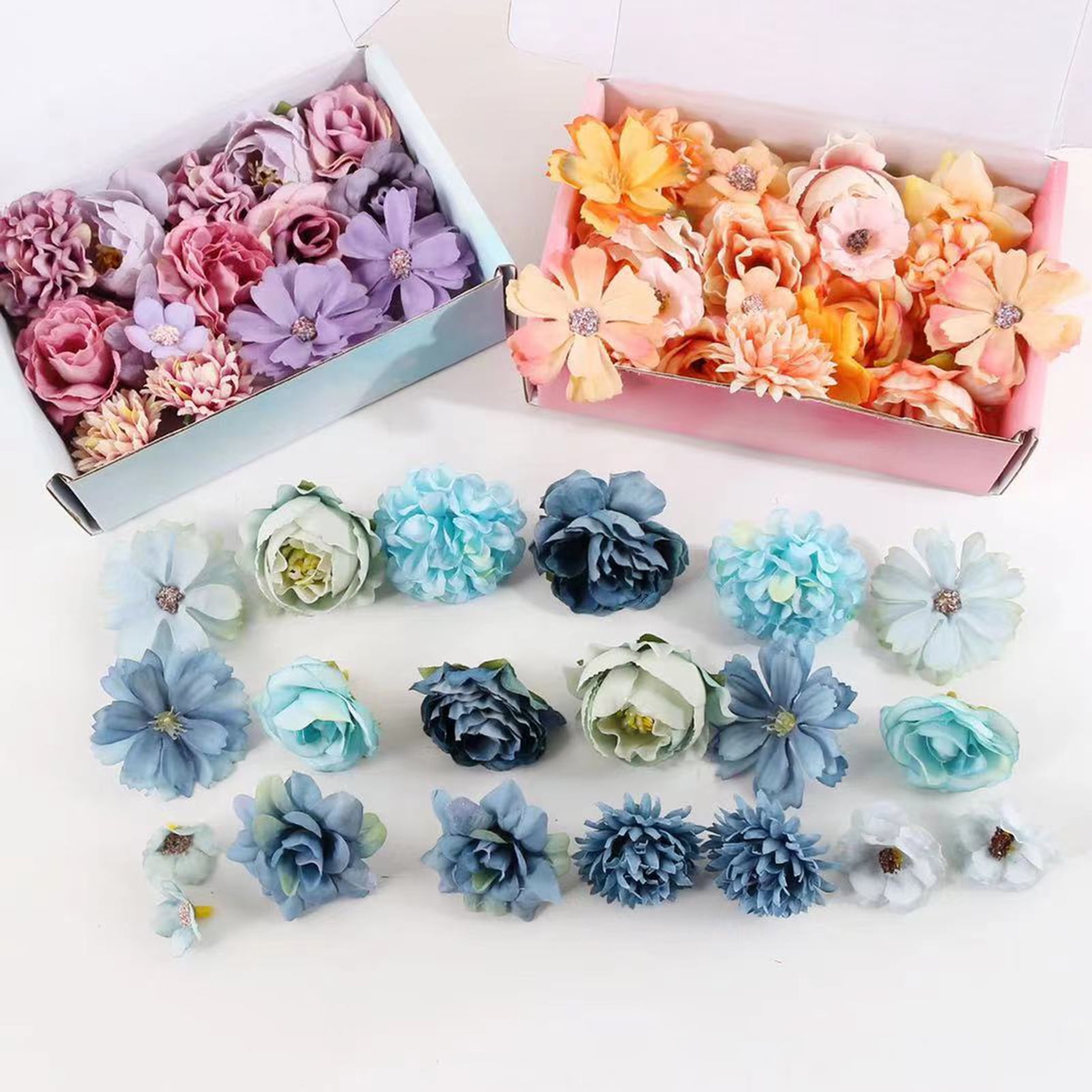 20Pcs Fake Flower Head DIY Vivid Looking Antifall Pretty Fake