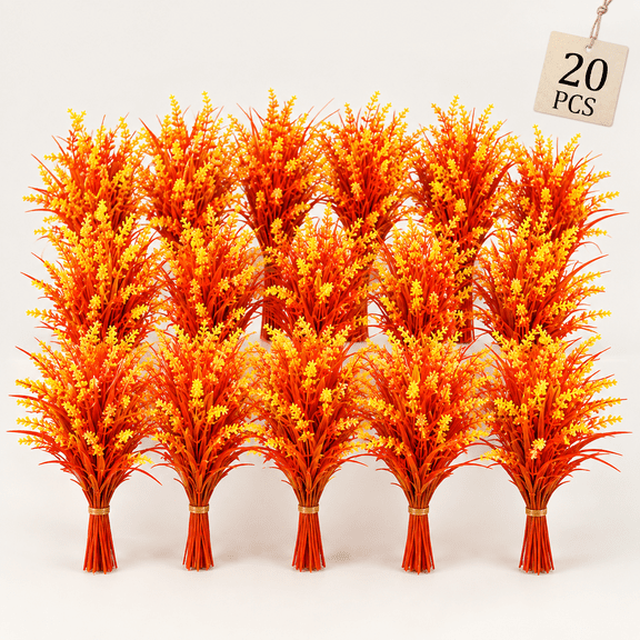 20Pcs Fake Plants Artificial Flowers Monkey Grass for Outdoors, UV Resistant Realistic Fall Artificial Flowers for Outdoors, No Fade Shrubs Outside Decor for Courtyard Porch Patio Garden