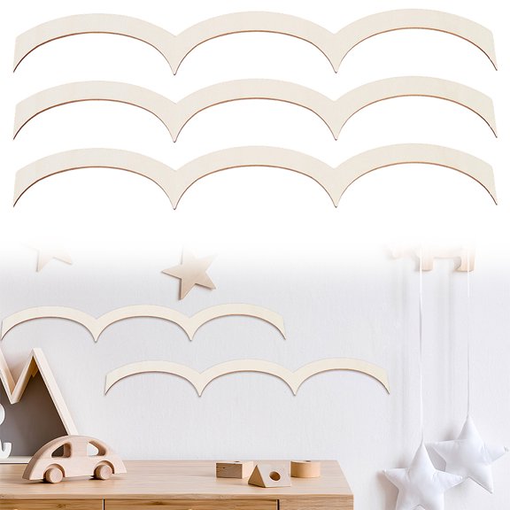 20Pcs Fan Shaped Wooden Frames Home DIY Crafts Closet Rack Door Frame Decoration with 100Pcs Acrylic Round Double Sided Adhesive Blanched Almond