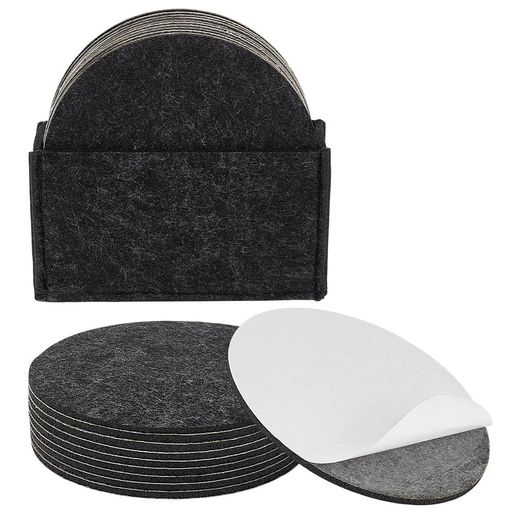 20Pcs Felt Mats with Adhesive Back Flat Round Dark Gray 150x4mm DIY