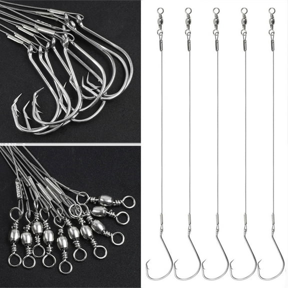 20Pcs Fishing Circle Hooks Saltwater Catfish Hooks Catfishing rig with Steel wire Leader Hook Rigs for Surf fishing rig tackle