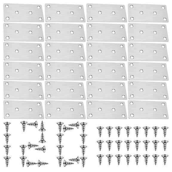 20Pcs Flat Bracket 201 Stainless Steel Flat Connector Multipurpose Wood Connector Easy to Use Connecting Plate for Connecting Wooden Furniture Fence Post
