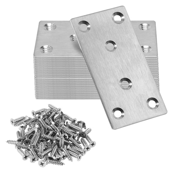 20Pcs Flat Mending Plate Stainless Steel Flat Bracket Connector Repair Plates for Furniture Door Enduring