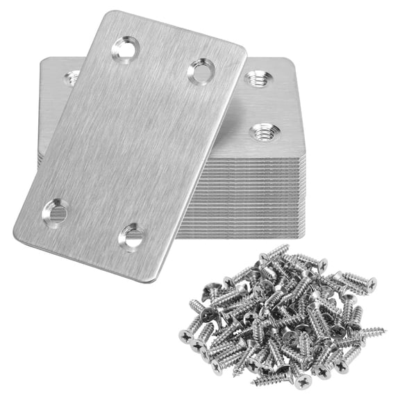 20Pcs Flat Mending Plate With Screws Stainless Steel Fixed Angles Support Brackets Connectors Metal Straight Brace
