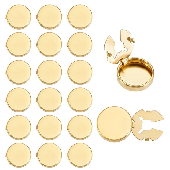 20Pcs Flat Round Brass Button Covers Settings Rivet Hiding Caps Settings Raw(Unplated) 17.5x4.5mm Tray Size: 15mm DIY for DIY