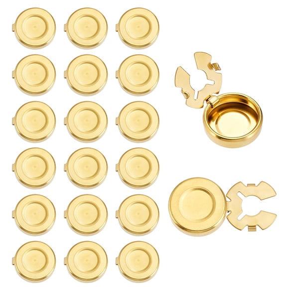 20Pcs Flat Round Brass Button Covers Settings Rivet Hiding Caps Settings Raw(Unplated) 17.5x4.5mm Tray Size: 15mm DIY