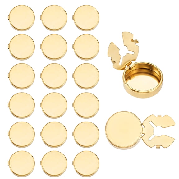 20Pcs Flat Round Brass Button Covers Settings Rivet Hiding Caps Settings Raw(Unplated) 17.5x4.5mm Tray Size: 15mm Useful