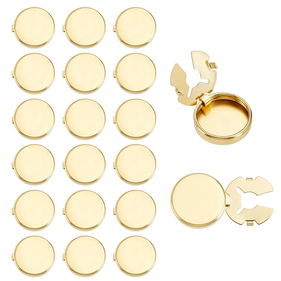 20Pcs Flat Round Brass Button Covers Settings Rivet Hiding Caps Settings Raw(Unplated) 20x6mm Tray Size: 17mm