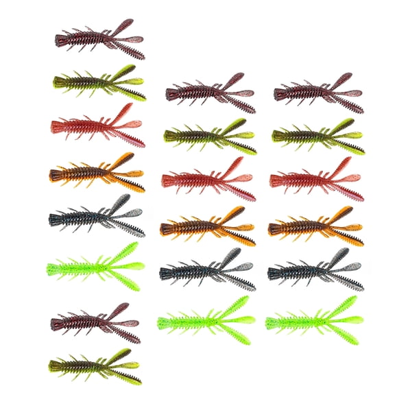 20Pcs Floating Shrimp Lures Fishing Baits Wobblers Swimbait Lures with Fish Attractant Artificial Shrimp Baits 5/6/7cm