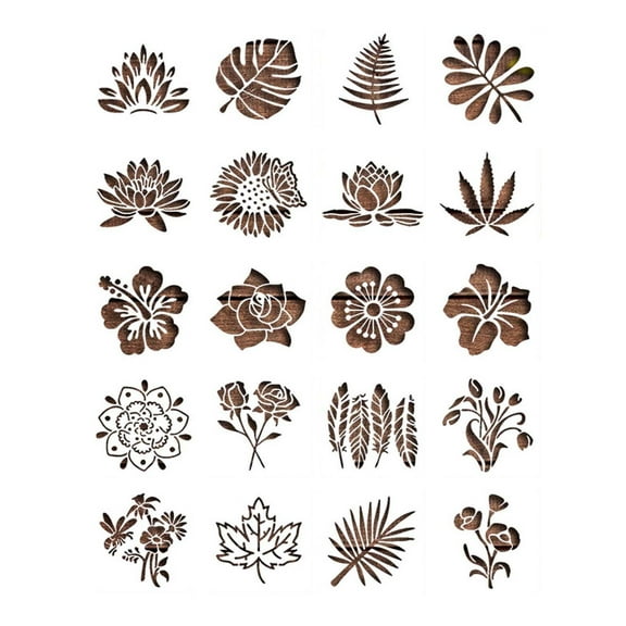 20Pcs Flower Painting Stencil Set, Reusable Pet Template For Diy Art & Crafts, 7.6X7.6Cm Size, Easy To Clean, Perfect For Home Decoration & Kids Activities