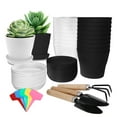 thumbnail image 1 of 20Pcs Flower Seedling Nursery Pots, 4 Inch Plastic Planters Flower Plant Pots, Small Plant Pots with Saucers and 20 Labels for Outdoor Indoor Plants Gardening Decor, Black, White, 1 of 8
