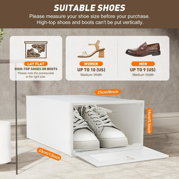 20Pcs Foldable Drawer Shoe Boxes Storage Stackable Clear Plastic Shoe Container Closet