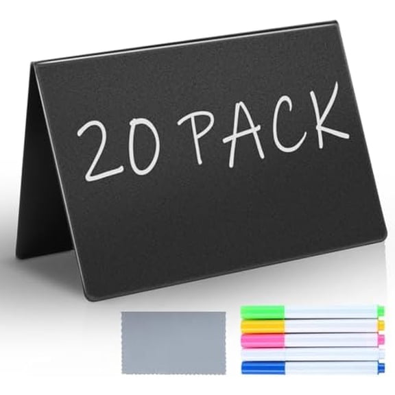 20Pcs Food Labels for Party Buffet, 4"x3" Mini Chalkboard Signs for Food Display with 5 Markers, Reusable Food Signs for Buffet, Food Tag Name Card for Wedding, Birthday, Bakery & Catering Display