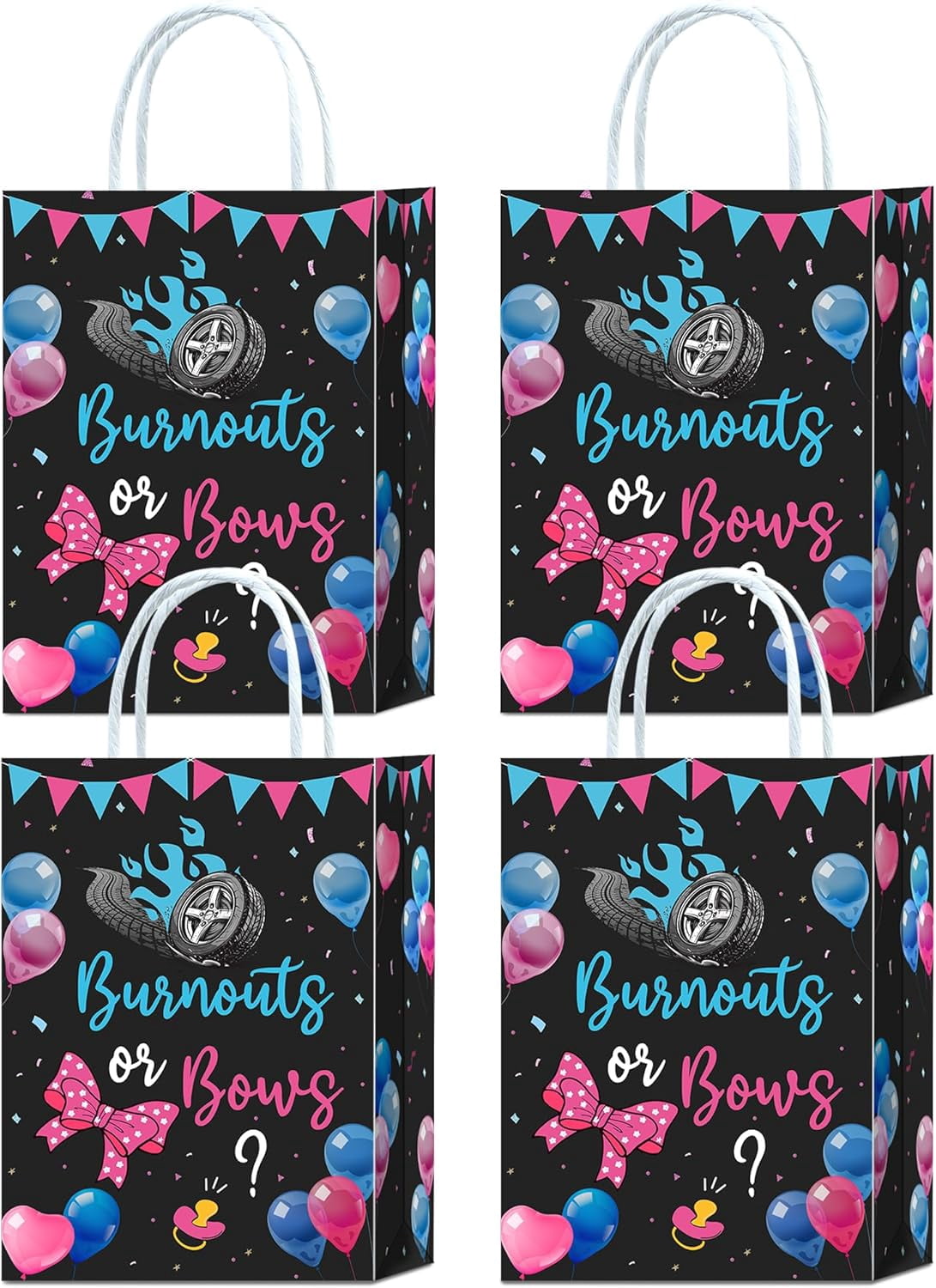 20Pcs Gender Reveal Party Supplies Gift Bags,Bows or Burnouts Gender Reveal Decorations, Burnout or Bows Baby Shower Decorations, Party Favor Bags, Goodie Bags for Unforgettable Celebrations