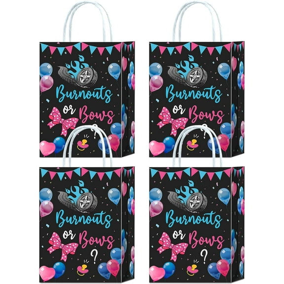 20Pcs Gender Reveal Party Supplies Gift Bags,Bows or Burnouts Gender Reveal Decorations, Burnout or Bows Baby Shower Decorations, Party Favor Bags, Goodie Bags for Unforgettable Celebrations