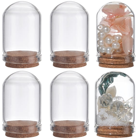 20Pcs Glass Dome Cloche Cover Bell Jar with Cork Base For House Container Dried Flower Display Decoration Clear 36.5x22mm