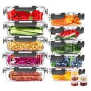 30 Pcs Glass Food Storage Containers with Lids, Glass Airtight Meal Prep Container Set for Lunch, Kitchen Pantry Organizers and Storage, Leak Proof, Gray