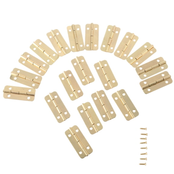 20Pcs Gold Furniture Hinges for Box Door Butt Decorative Small Hinge for Cabinet Drawer Furniture Hardware with Screw 37mmx17mm