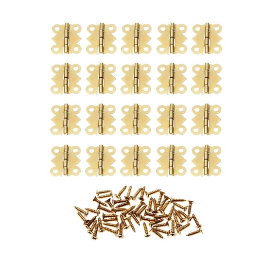 20Pcs Gold Mini Butterfly Door Hinges 4 Holes Cabinet Drawer Jewellery Box Decorative Hinge for Furniture Hardware 17x20mm