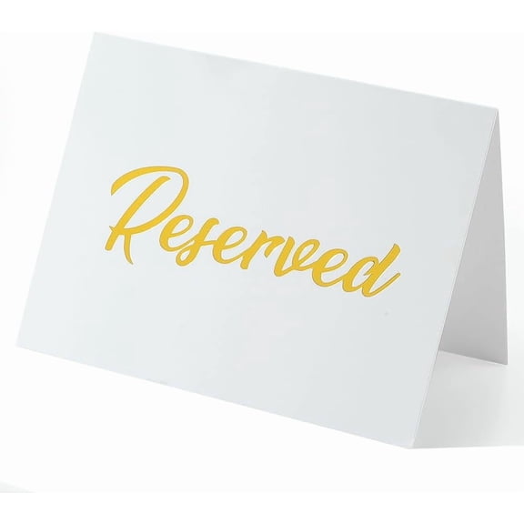 20Pcs Gold Reserved Signs Reserved Seating Cards Bulk 3.94" x 5.91" Paper Rectangle Double Sided Restaurant Seats Reception Reserving Cards