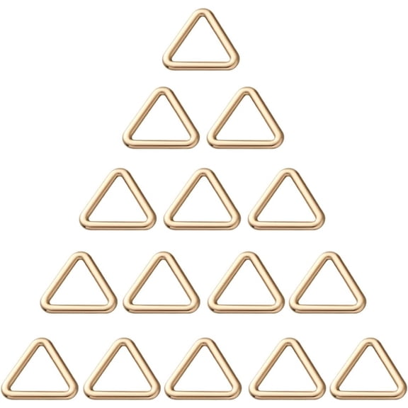 20Pcs Gold Triangle Ring Set Solid Heavy Duty Welded Metal Hardware Loop Hanging Strap Belt Silde Sling Buckle Connector Clasp Replacement Linking Rings for DIY Bags Accessories Diy Craft Supply