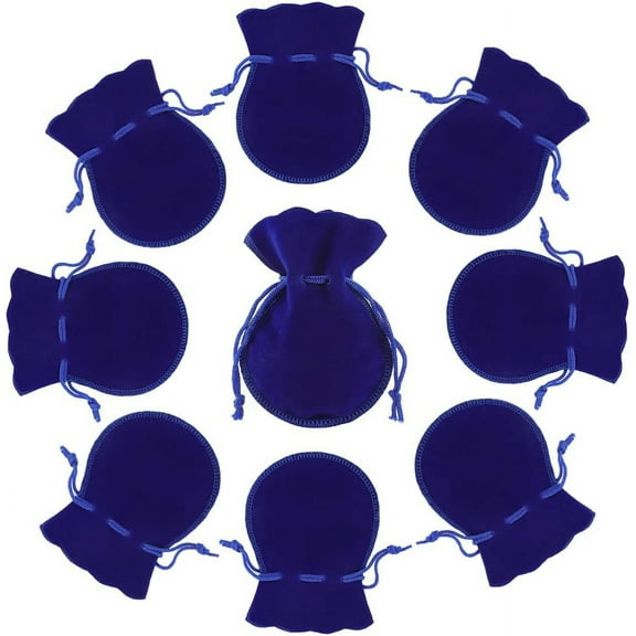 20Pcs Gourd Velvet Drawstring Bags Medium Blue Jewellery Pouches for Jewelry Gift (12x9cm) DIY