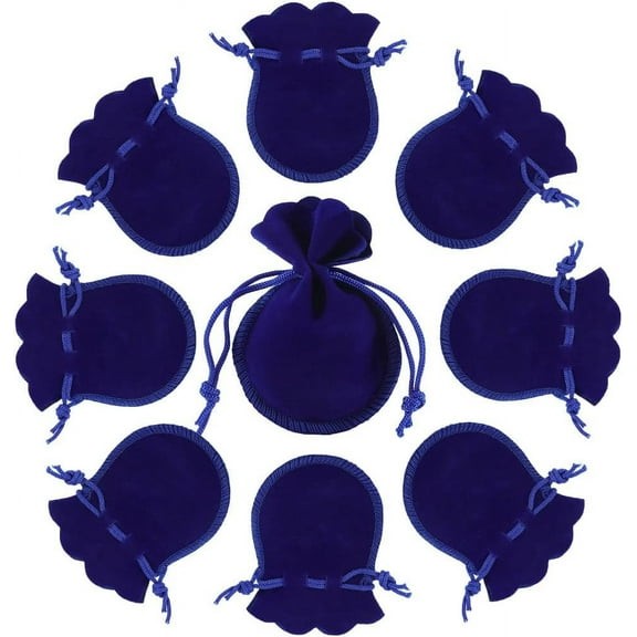 20Pcs Gourd Velvet Drawstring Bags Medium Blue Jewellery Pouches for Jewelry Gift (9.5x7.5cm)< DIY